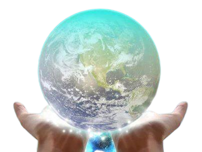 Image symbolique représentant la planête soutenue par des mains