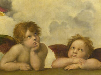 Détail d'une peinture de Raphaël montrant deux anges