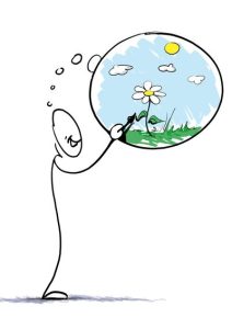 Dessin d'un bonhomme qui peint une bulle de
