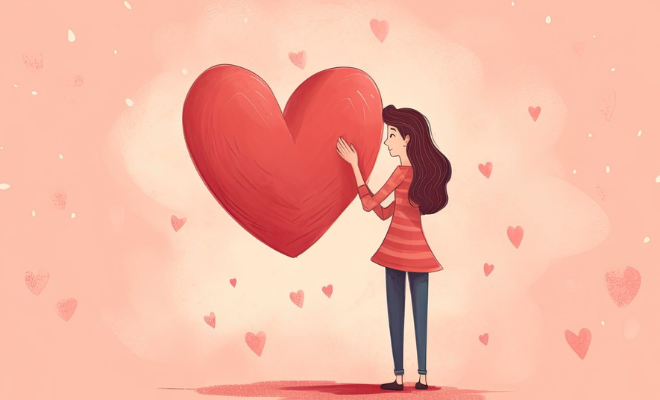 Dessin d'une femme qui touche un cœur