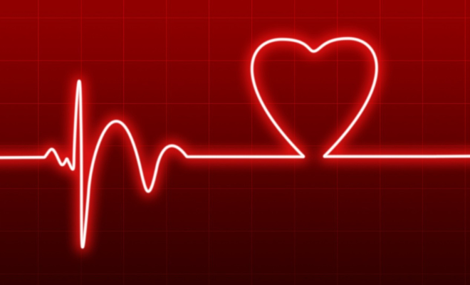 Une courbe d'électrocardiogramme en forme de coeur