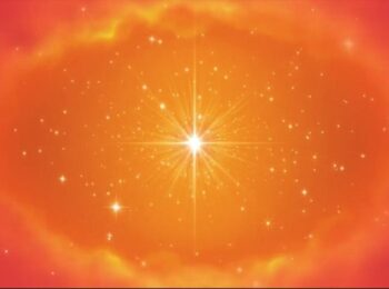 Des étoiles scintillantes dans un ciel de lumière rouge orangé