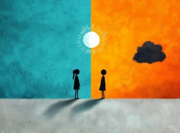 Dessin de deux personnages dont l'un est se trouve à coté d'un nuage comme pour signaler qu'il est sous de mauvais auspices