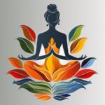 Dessin de Femme assise en lotus avec des pétales tout autour