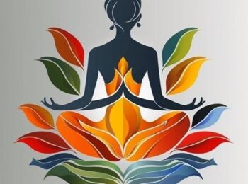 Dessin de Femme assise en lotus avec des pétales tout autour