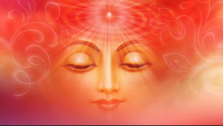 image d'une divinité indienne avec un point de lumière rayonnant au dessus